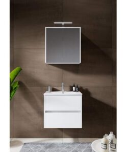 CFL York Slim badmeubelset 60c m en 37cm diep hoogglans wit wastafel+s