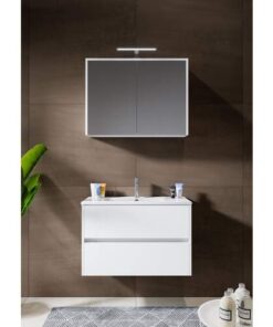 CFL York Slim badmeubelset 80c m en 37cm diep hoogglans wit wastafel+s